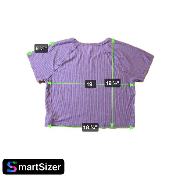 American Eagle Women's Purple Waffle Knit Raglan Short Sleeve Shirt XL - Picture 3 of 4